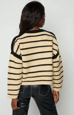 Beginning Boutique Tillia Cream Stripe Sweater Outerwear