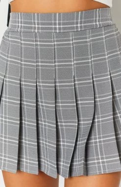 Beginning Boutique Tinsley Pleated Check Mini Skirt Grey Bottoms