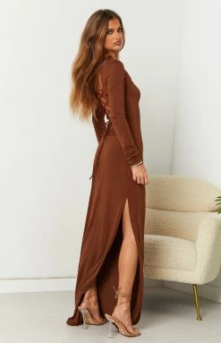 BB Exclusive Toni Brown Long Sleeve Maxi Dress Dresses