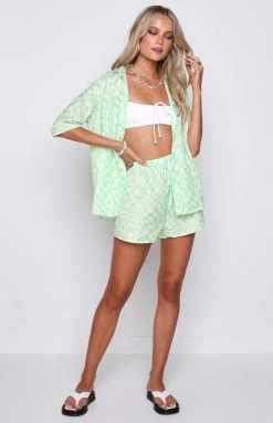 Beginning Boutique Toree Green Check Shirt Tops