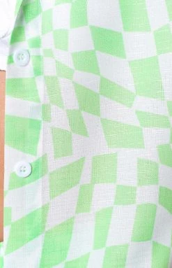 Beginning Boutique Toree Green Check Shirt Tops