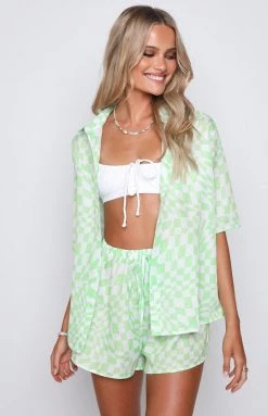 Beginning Boutique Toree Green Check Shorts