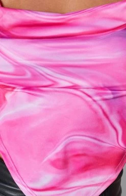 Beginning Boutique Townsend Scarf Top Pink Tops