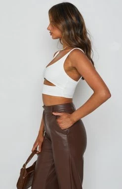 BB Exclusive Trail Rib Crop Top White Tops