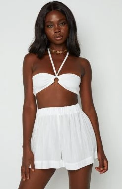 Beginning Boutique Treasure White Crop Top Tops