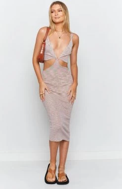 Beginning Boutique Trinian Spacedye Midi Dress Pink Dresses