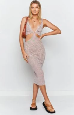 Beginning Boutique Trinian Spacedye Midi Dress Pink Dresses