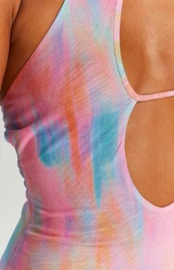 BB Exclusive Trinity Blue Print Mesh Maxi Dress Dresses