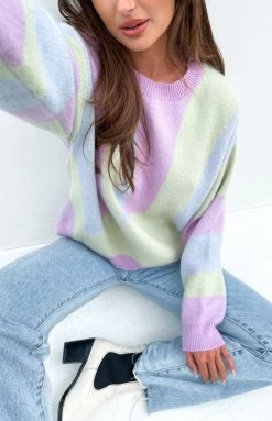 Beginning Boutique Outerwear Triton Purple Knit Sweater