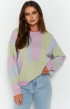 Beginning Boutique Outerwear Triton Purple Knit Sweater