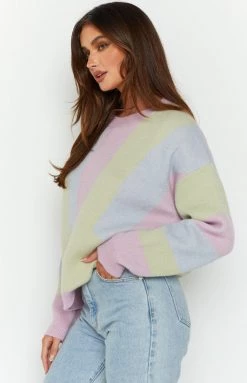 Beginning Boutique Outerwear Triton Purple Knit Sweater