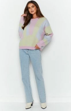 Beginning Boutique Outerwear Triton Purple Knit Sweater