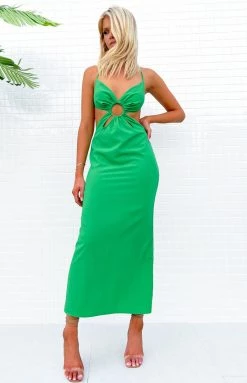 BB Exclusive Dresses Trixy Green Cut Out Maxi Dress