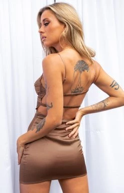 BB Exclusive Trouble Brown Mini Dress