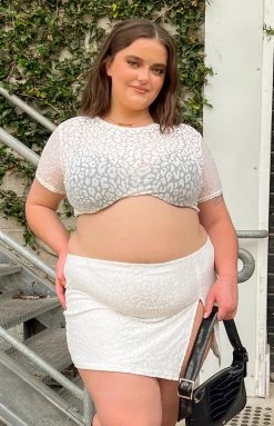 BB Exclusive Trust Cream Print Mini Skirt