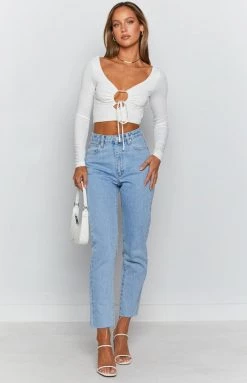 Beginning Boutique Tops Trusting Long Sleeve Top White