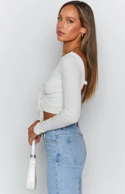 Beginning Boutique Tops Trusting Long Sleeve Top White