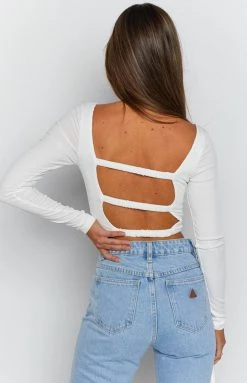 Beginning Boutique Tops Trusting Long Sleeve Top White