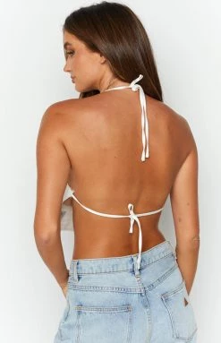 BB Exclusive Tops Tully White Lace Satin Top