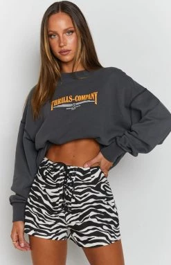 Thrills Underline Slouch Crew - Merch Black