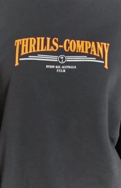 Thrills Underline Slouch Crew - Merch Black