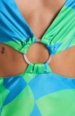 BB Exclusive Dresses Underwater Green Print Midi Dress