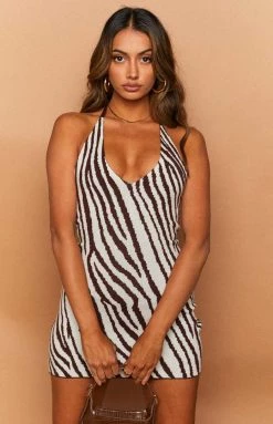 Beginning Boutique Dresses Up All Night Mini Dress Zebra