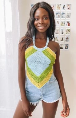 BB Exclusive Valencia Crochet Top Green Multi Tops