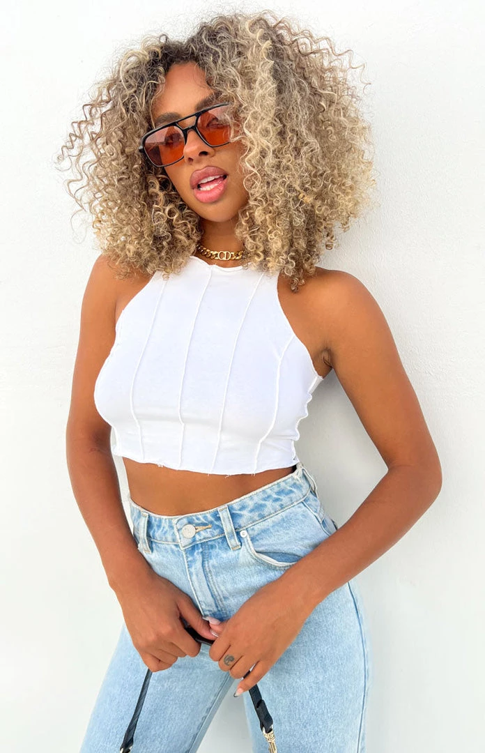 BB Exclusive Vance White Seamed Racer Tank Tops 7 BB Exclusive Vance White Seamed Racer Tank Tops