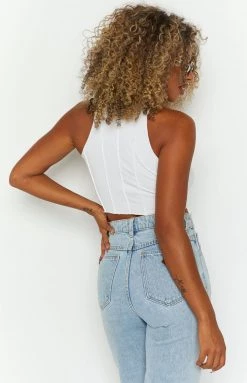 BB Exclusive Vance White Seamed Racer Tank Tops 11 BB Exclusive Vance White Seamed Racer Tank Tops