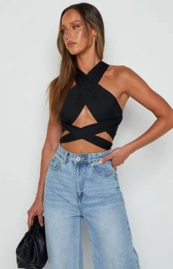 BB Exclusive Vera Wrap Crop Top Black