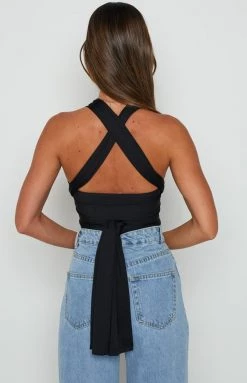 BB Exclusive Vera Wrap Crop Top Black