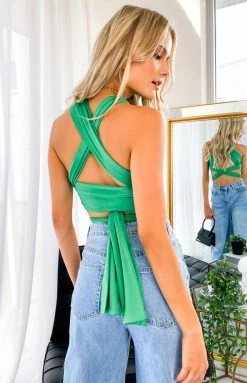 BB Exclusive Vera Wrap Crop Top Green