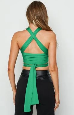 BB Exclusive Vera Wrap Crop Top Green