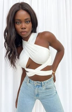 BB Exclusive Vera Wrap Crop Top White