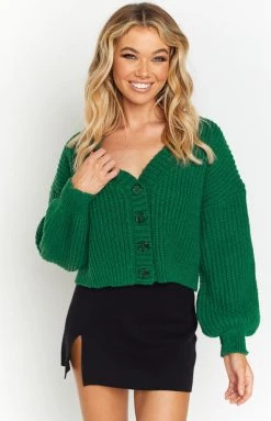 Beginning Boutique Versity Green Button Cardi