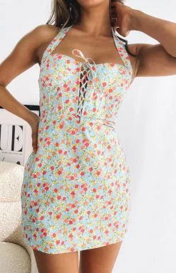 BB Exclusive Victoria Corset Dress Blue Print