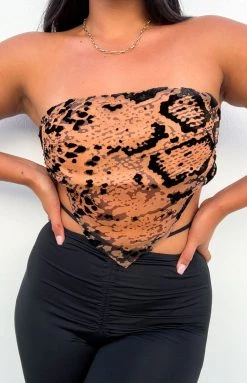 BB Exclusive Vienna Black Print Scarf Top Tops