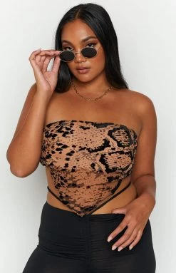 BB Exclusive Vienna Black Print Scarf Top Tops