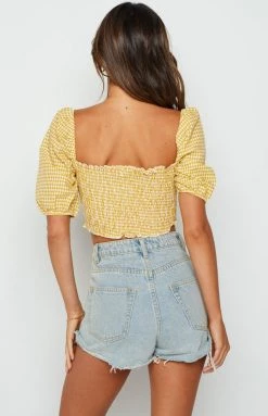 BB Exclusive Tops Villa Yellow Crop Gingham