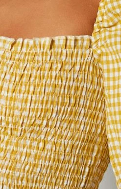 BB Exclusive Tops Villa Yellow Crop Gingham