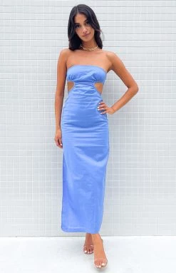 BB Exclusive Dresses Vinnie Blue Cut Out Midi Dress
