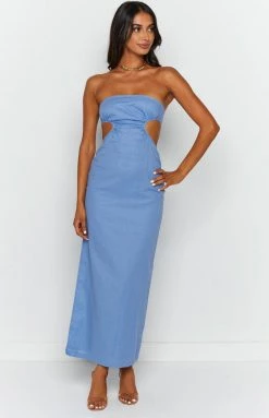 BB Exclusive Dresses Vinnie Blue Cut Out Midi Dress