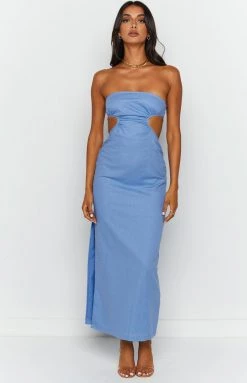 BB Exclusive Dresses Vinnie Blue Cut Out Midi Dress