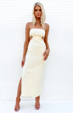 BB Exclusive Dresses Vinnie Cream Cut Out Midi Dress