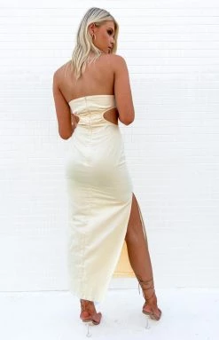 BB Exclusive Dresses Vinnie Cream Cut Out Midi Dress