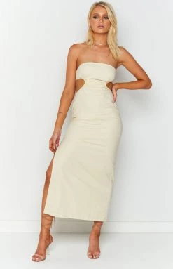 BB Exclusive Dresses Vinnie Cream Cut Out Midi Dress