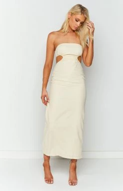 BB Exclusive Dresses Vinnie Cream Cut Out Midi Dress