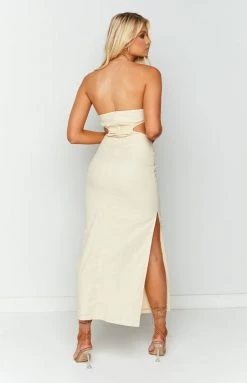 BB Exclusive Dresses Vinnie Cream Cut Out Midi Dress