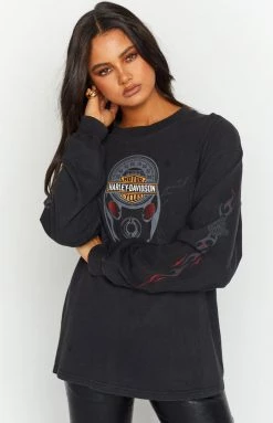 Beginning Boutique Vintage New Vintage Harley-Davidson Kelly's Black Sweater